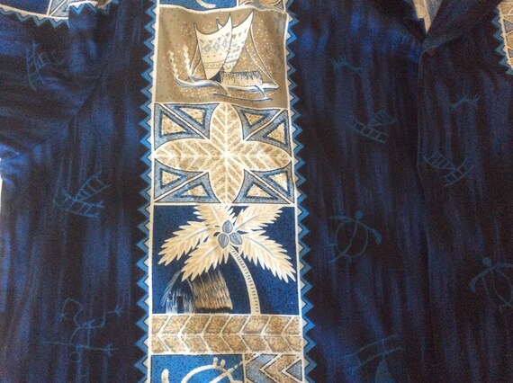 Winnie Fashion Vintage Blue Hawaiian Camp Shirt T… - image 5