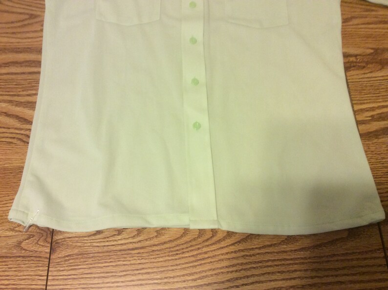 Vintage 80s NWT Kings Road Sears Hipster Camp Shirt Lime Green Polyester Mens Size Medium