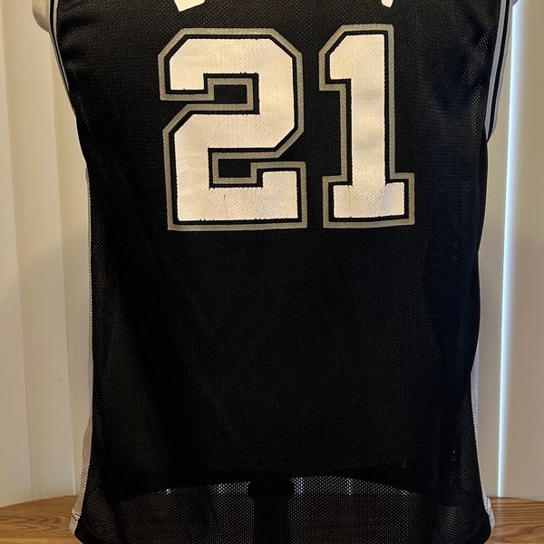 Tim Duncan San Antonio Spurs Adidas Basketball Jersey Black Youth XL