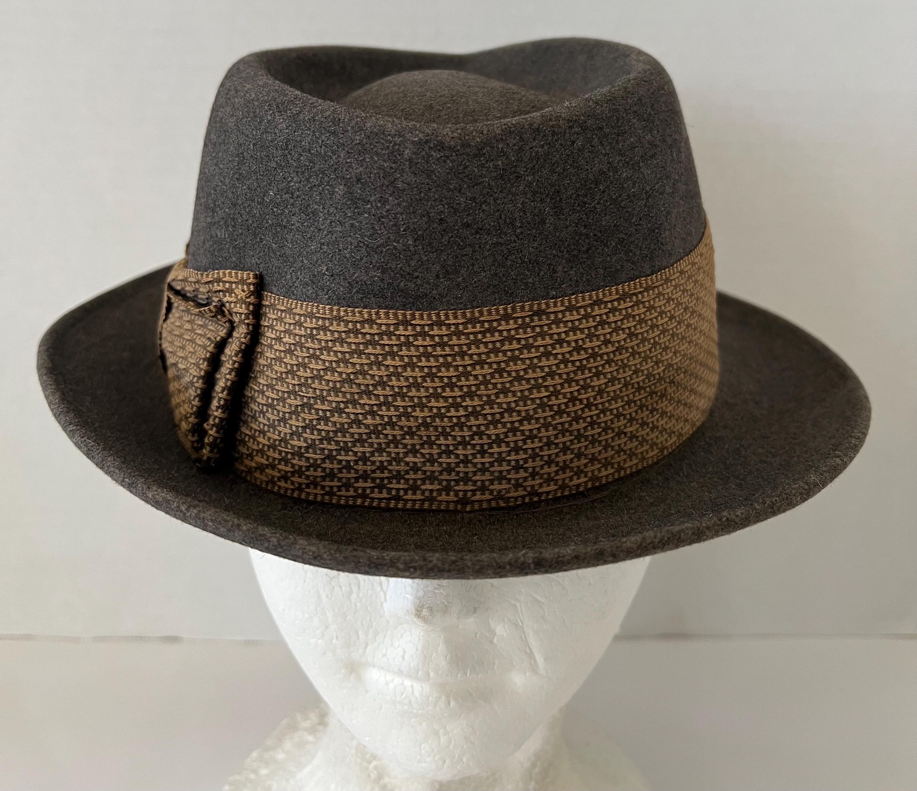 Charles Knox Hatter Felt Wool Fedora Tan Hat Size 7 Vintage 80\'s Custom distressed fedora hat for sale main image 3