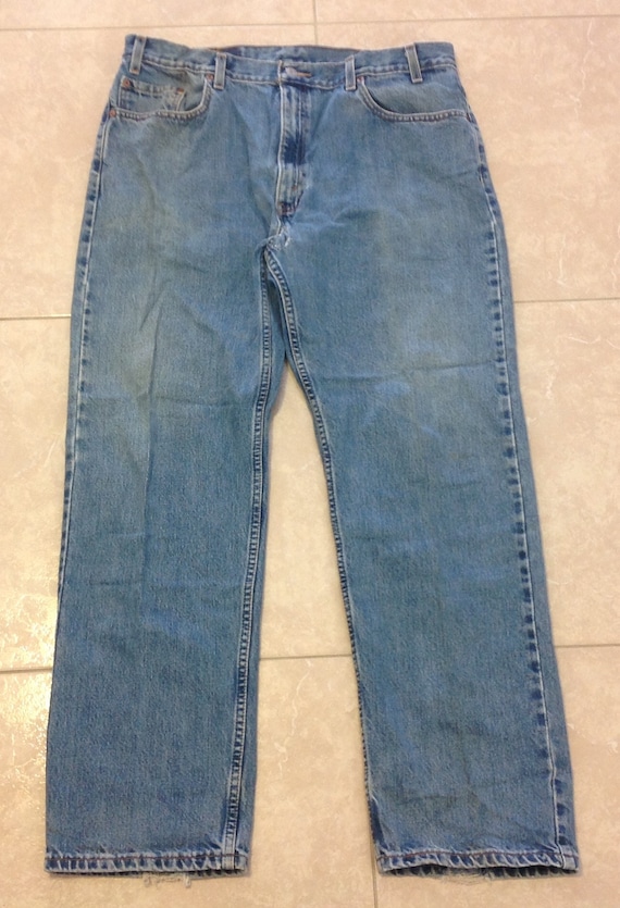 Vintage 90s Levis 505 40x32 Faded Distressed Blue Den… - Gem