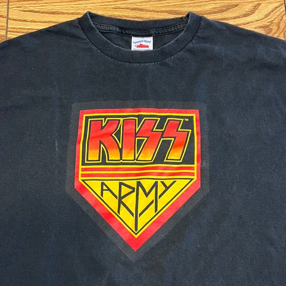 Kiss Army T-Shirt Black Red Yellow Shield Logo Te… - image 3