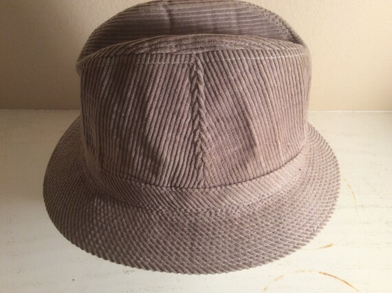 Vintage Young An Gray Corduroy Bucket Fedora Hat … - image 5