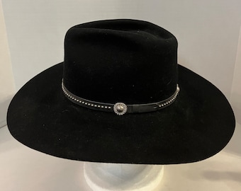Bradford By Resistol Western Cowboy Hat Black Wool Bead Band Size 7