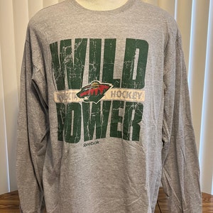 Minnesota Wild Reebok Face Off Collection T Shirt Gray Long Sleeve Mens XL NHL Hockey
