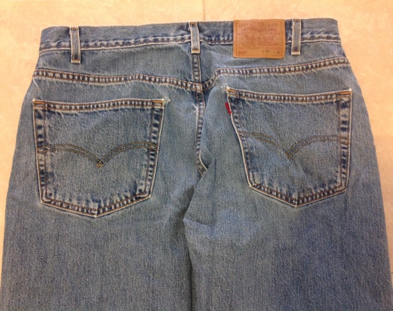 Vintage 90s Levis 505 40x32 Faded Distressed Blue… - image 6