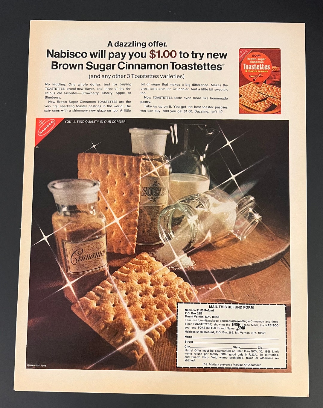 Nabisco Toastettes 1968 Life Print Add 13x11 Brown Sugar Etsy