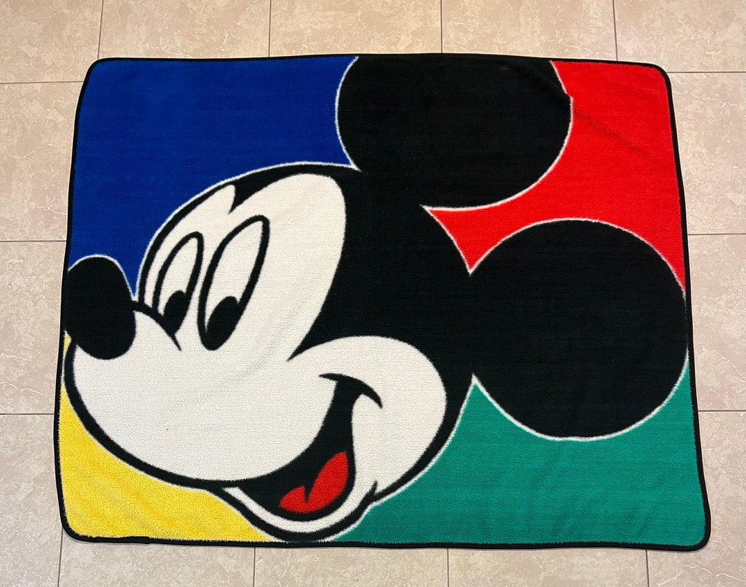 Biederlack Blanket VTG Mickey Mouse Head Multicolor Etsy