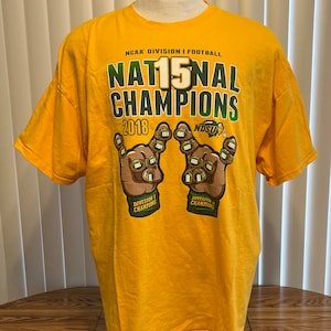 North Dakota State 2018 National Champs T Shirt Yellow 15 Rings 2XL Blue 84