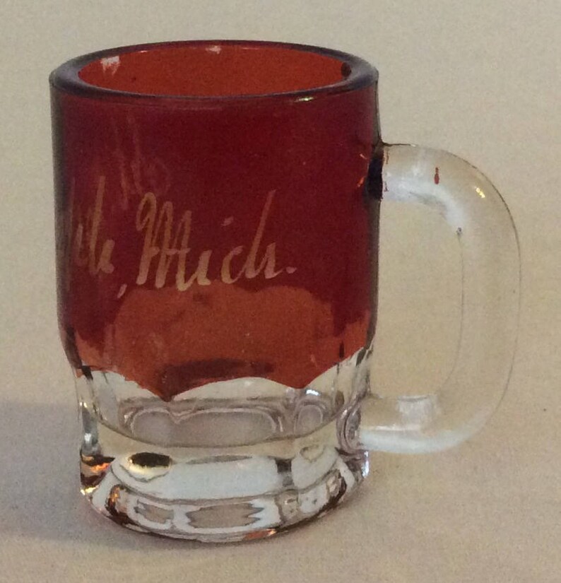 Vintage EAPG Ruby Flash Souvenir Glass Toothpick Holder Etsy