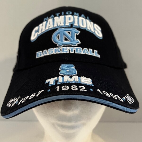 North Carolina Tar Heels Hat Blue White Logo Bill Spellout 5 Time Champions