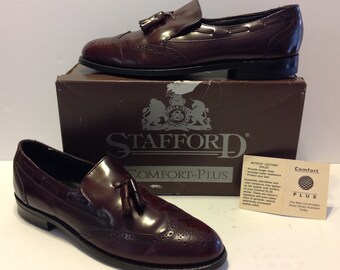 Mens Burgandy Oxford Wing Tip Tassel 