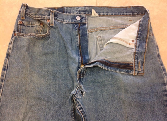 Vintage 90s Levis 505 40x32 Faded Distressed Blue… - image 3