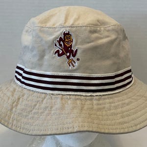 VTG Adidas Arizona State Sun Devils Bucket Hat L/XL Beige Sparky Squad 6 SDMB Band