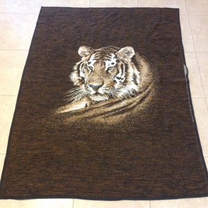 Vintage Blanket Tiger Reversible Brown Beige - Biederlack 50x66 Head Etsy