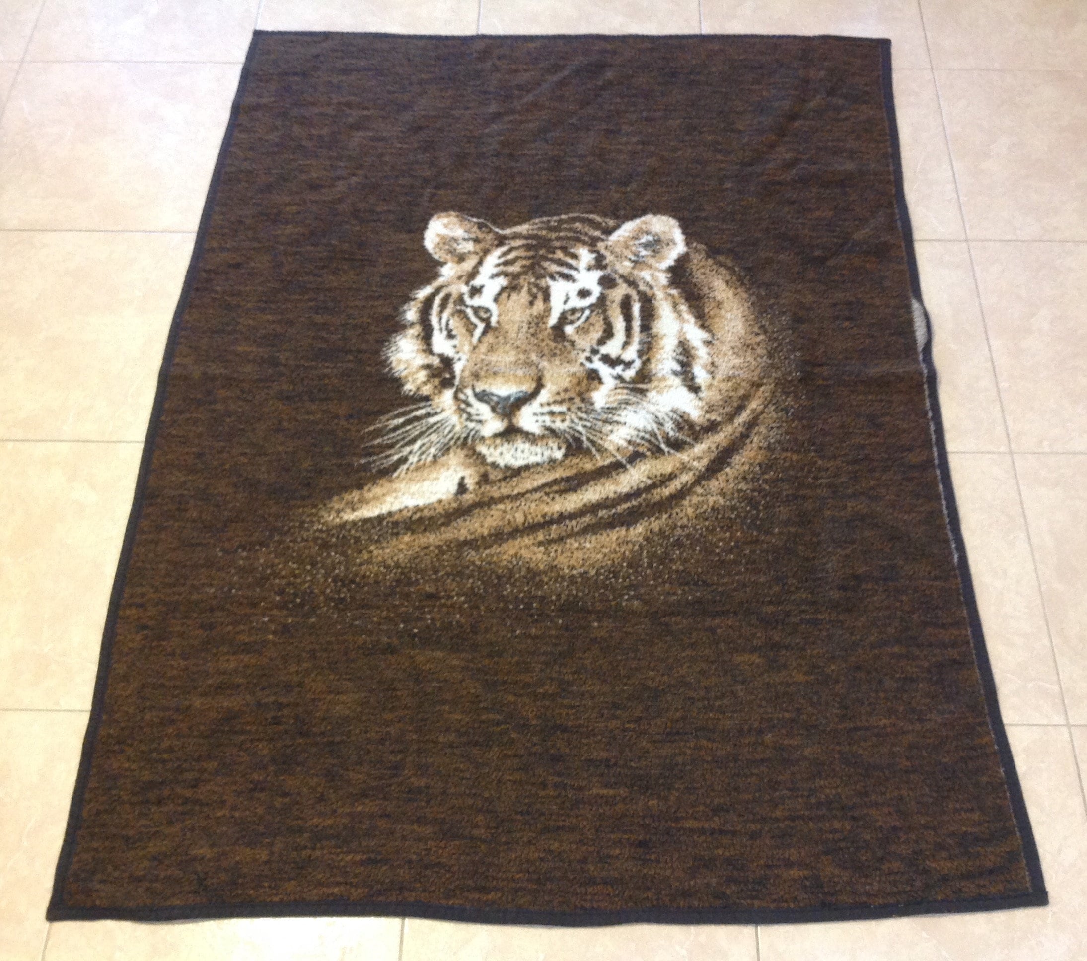 Vintage Tiger Head Biederlack Reversible Blanket Brown Beige 50x66 - Etsy