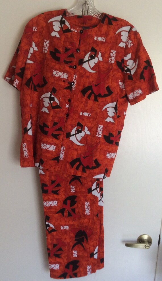 Women’s Vintage 60s 70s Orange Geometric Mod Bark