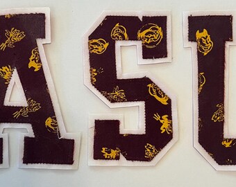 ASU Sun Devils 4,25" fer à coudre ensemble d'appliques lettres or marron scintillant