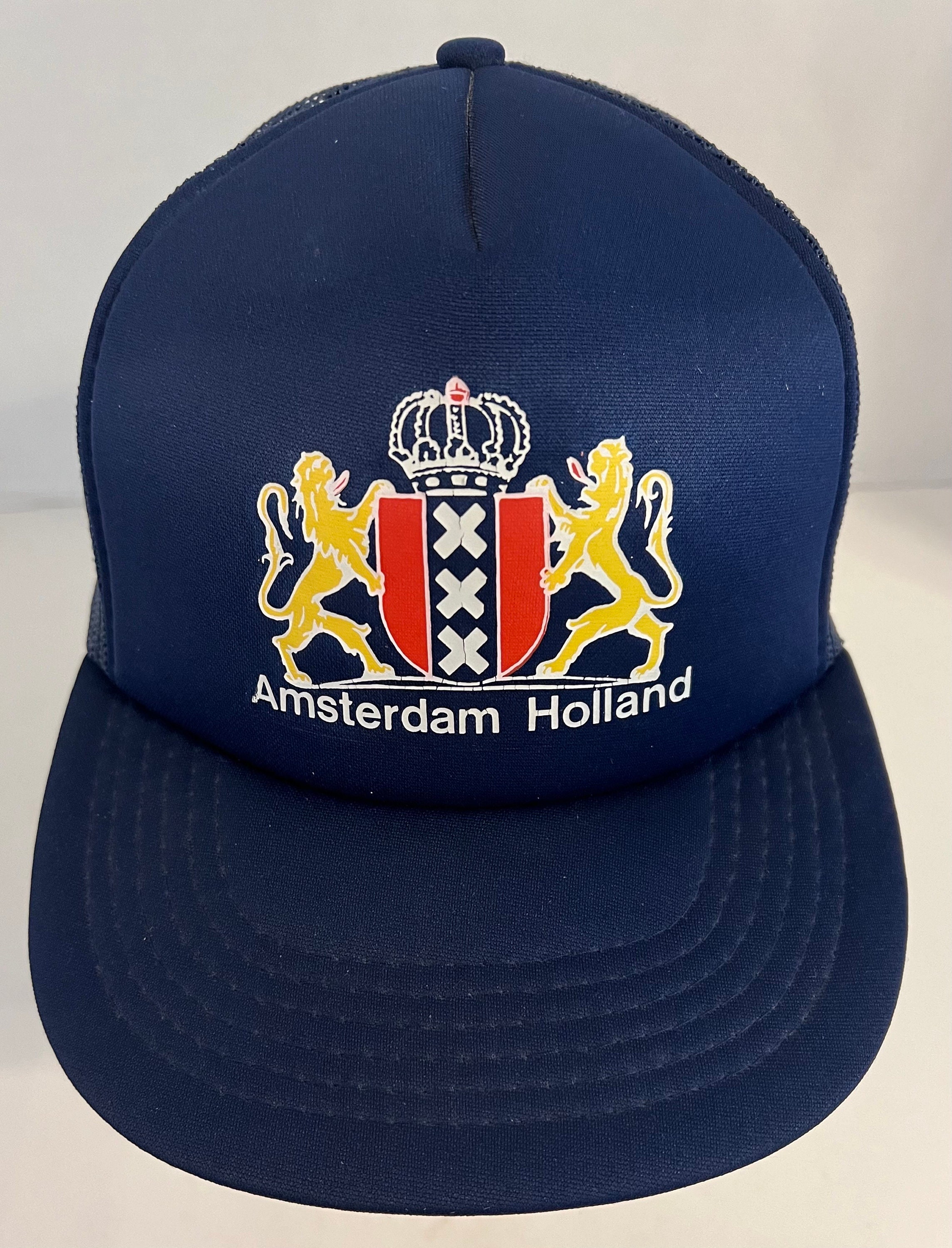 Amsterdam Holland VTG NWOT Snapback Trucker Hat Blue Lion  display picture 3