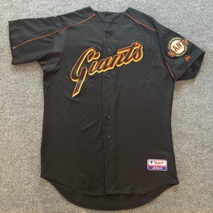 San Francisco Giants VTG Jersey Majestic Black Batting Practice Sleeve Patch LT