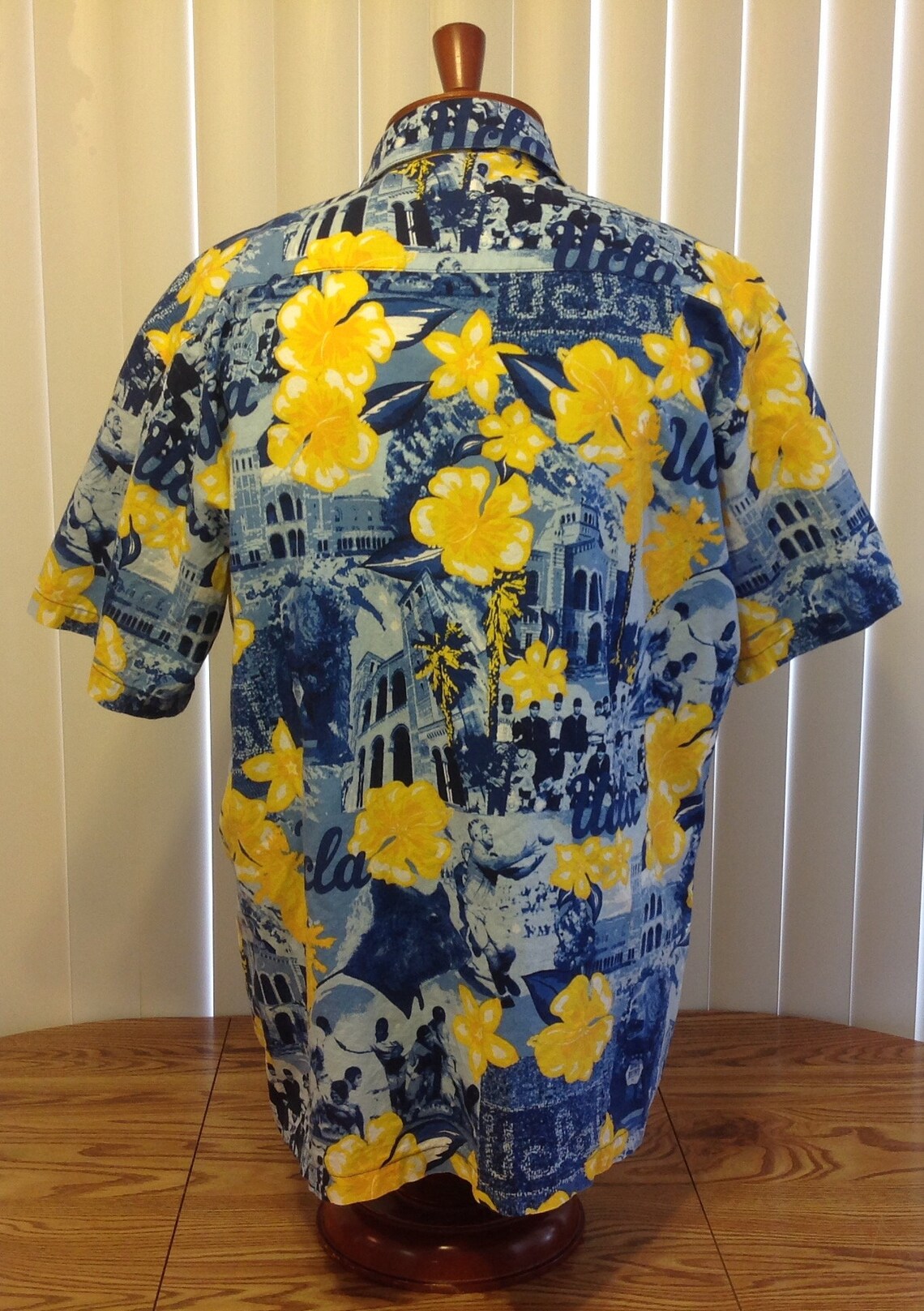 UCLA Bruins Hawaiian Aloha Camp Shirt Blue Yellow Retro Logo | Etsy