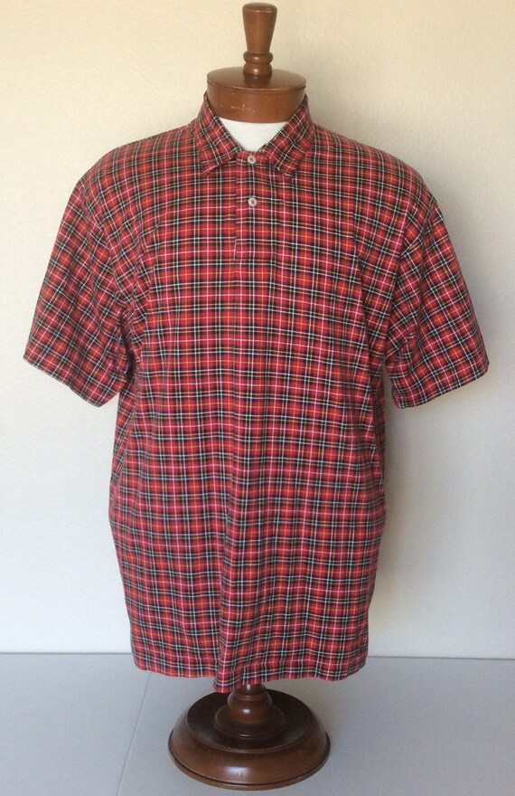 red plaid polo