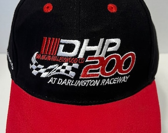 Darlington Raceway Hat OSFA Black Red DHP 200 Checker Flag Auto Racing