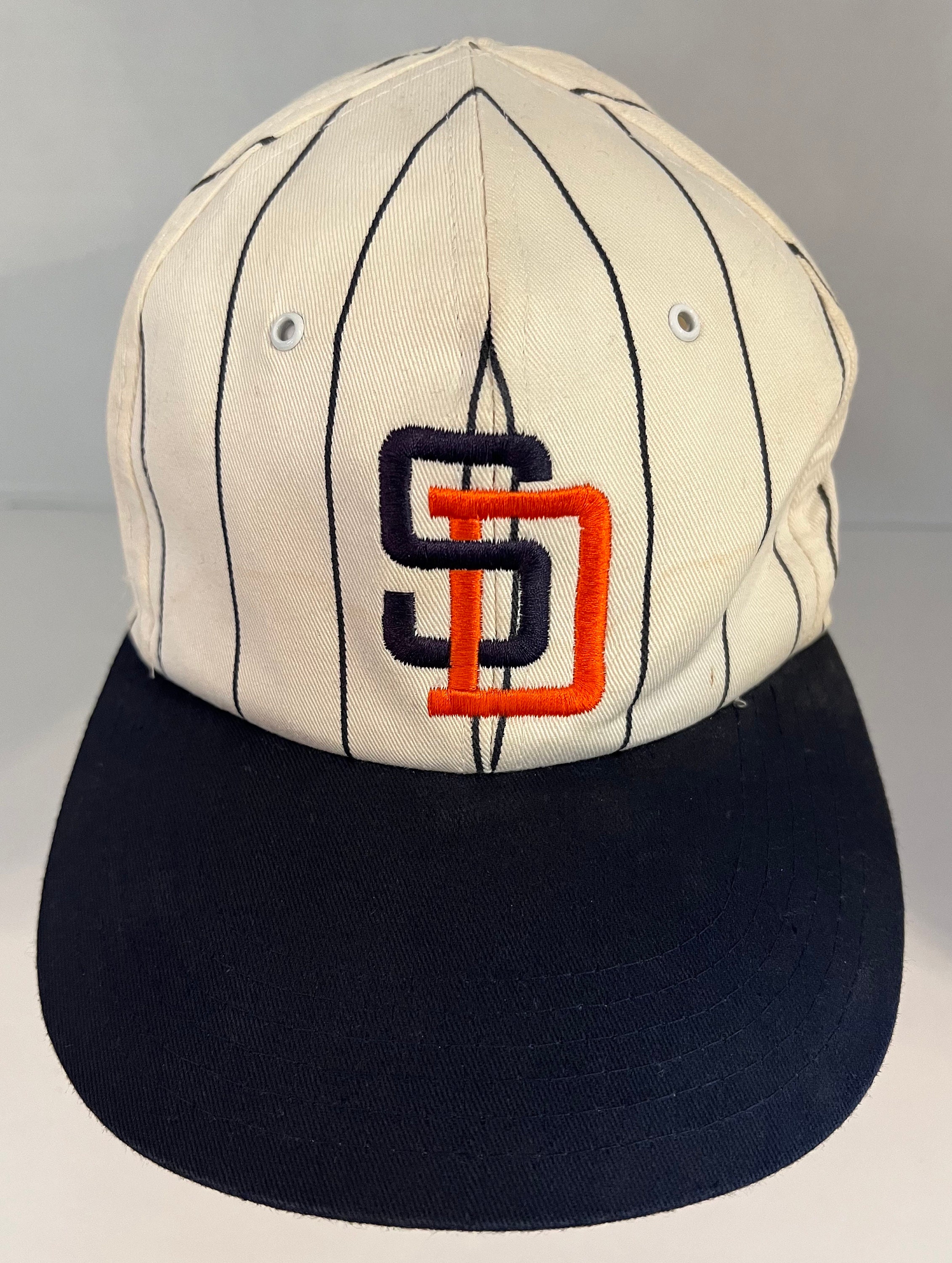 New Era 59FIFTY San Diego Padres Vintage Script Tony Gwynn Fitted Hat Orange White Dark Navy