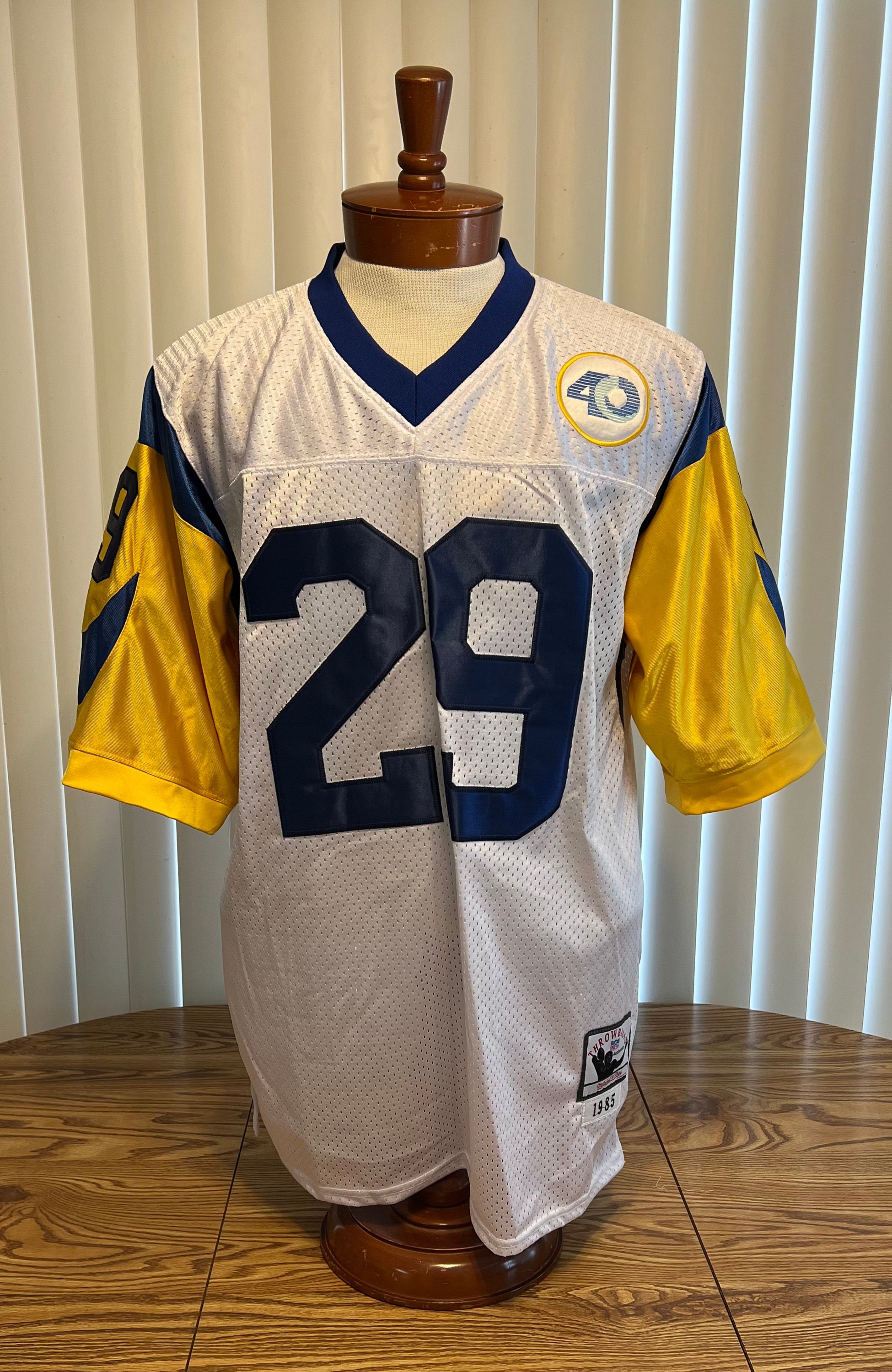 LegacyVintage99 Vintage Los Angeles Rams Jersey Sand Knit Made USA Size Large L NFL Football California St Louis 1980s 80s