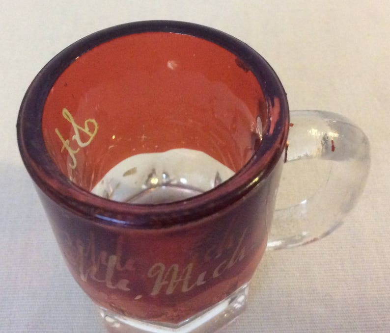 Vintage EAPG Ruby Flash Souvenir Glass Toothpick Holder Etsy