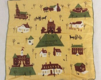 Vintage Emily Whaley Governor's Palace Williamsburg Virginia Hankerchief Hankie
