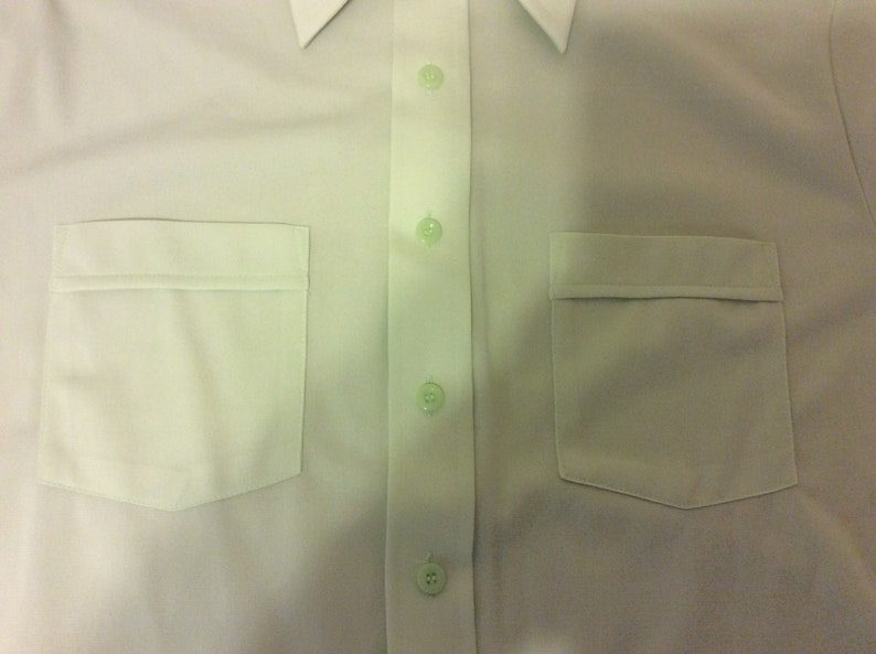 Vintage 80s NWT Kings Road Sears Hipster Camp Shirt Lime Green Polyester Mens Size Medium