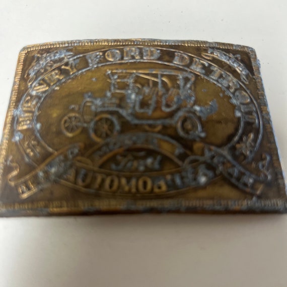 Vintage Henry Ford Model T Brass Belt Buckle 3.25… - image 4