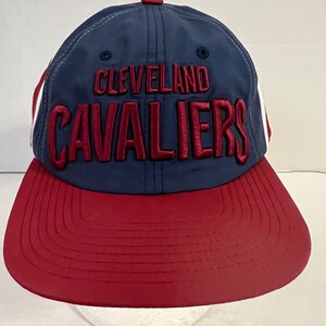Cleveland Cavaliers Hat Red Blue Nylon Block 3D Spellout NBA Basketball