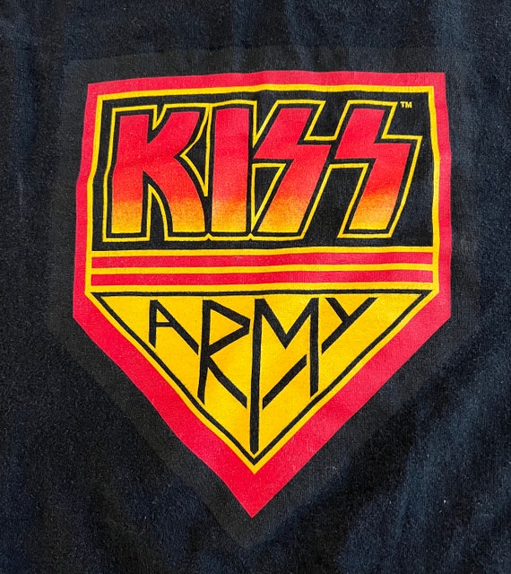 Kiss Army T-Shirt Black Red Yellow Shield Logo Te… - image 4