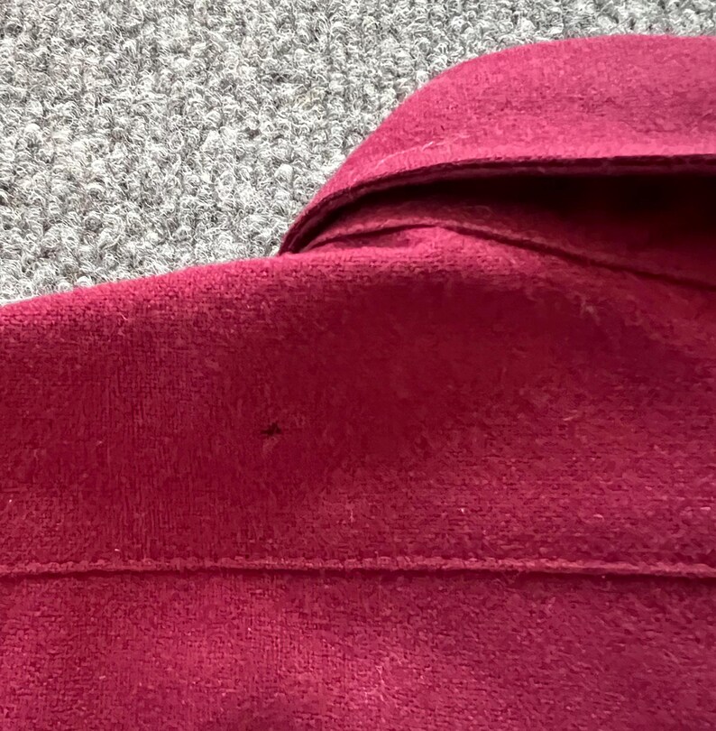 Vtg Pendleton Wool Trail Shirt L Maroon Burgundy Suede Elbow Patch Made In USA image 16