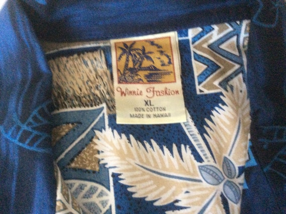 Winnie Fashion Vintage Blue Hawaiian Camp Shirt T… - image 4