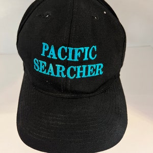 Pacific Searcher VTG SnapBack Hat Wool Black Blue Spellout Otto Cap