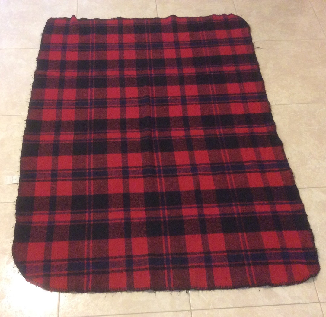 San Marcos Red Black Plaid & Stripe Reversible Throw Blanket Etsy