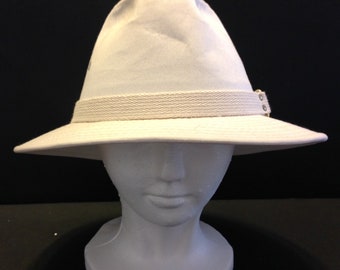 Vintage Palm Beach Pele Canvas Safari Summer Hat White Banded NWOT