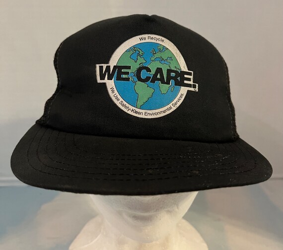 We Care VTG USA SnapBack Hat Black Mesh Recycle S… - image 2