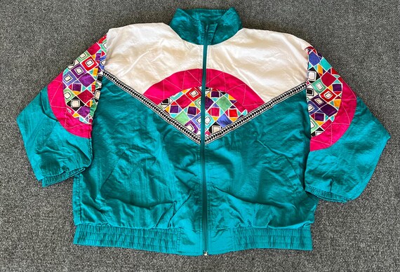Laura Katherine Womens 18W VTG 80s 90s Windbreaker Jacket Green