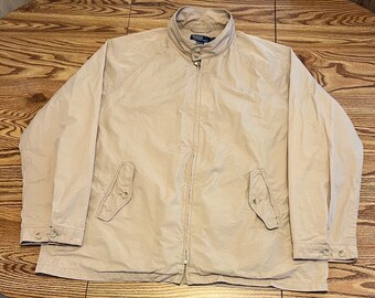 Polo Ralph Lauren VTG Jacket Vented Half Back Windbreaker Cinch Straps Zip Beige
