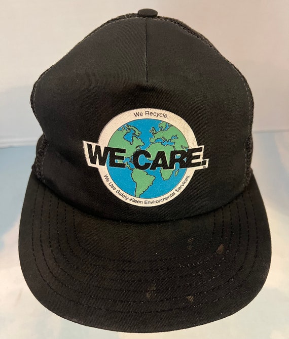 We Care VTG USA SnapBack Hat Black Mesh Recycle S… - image 1