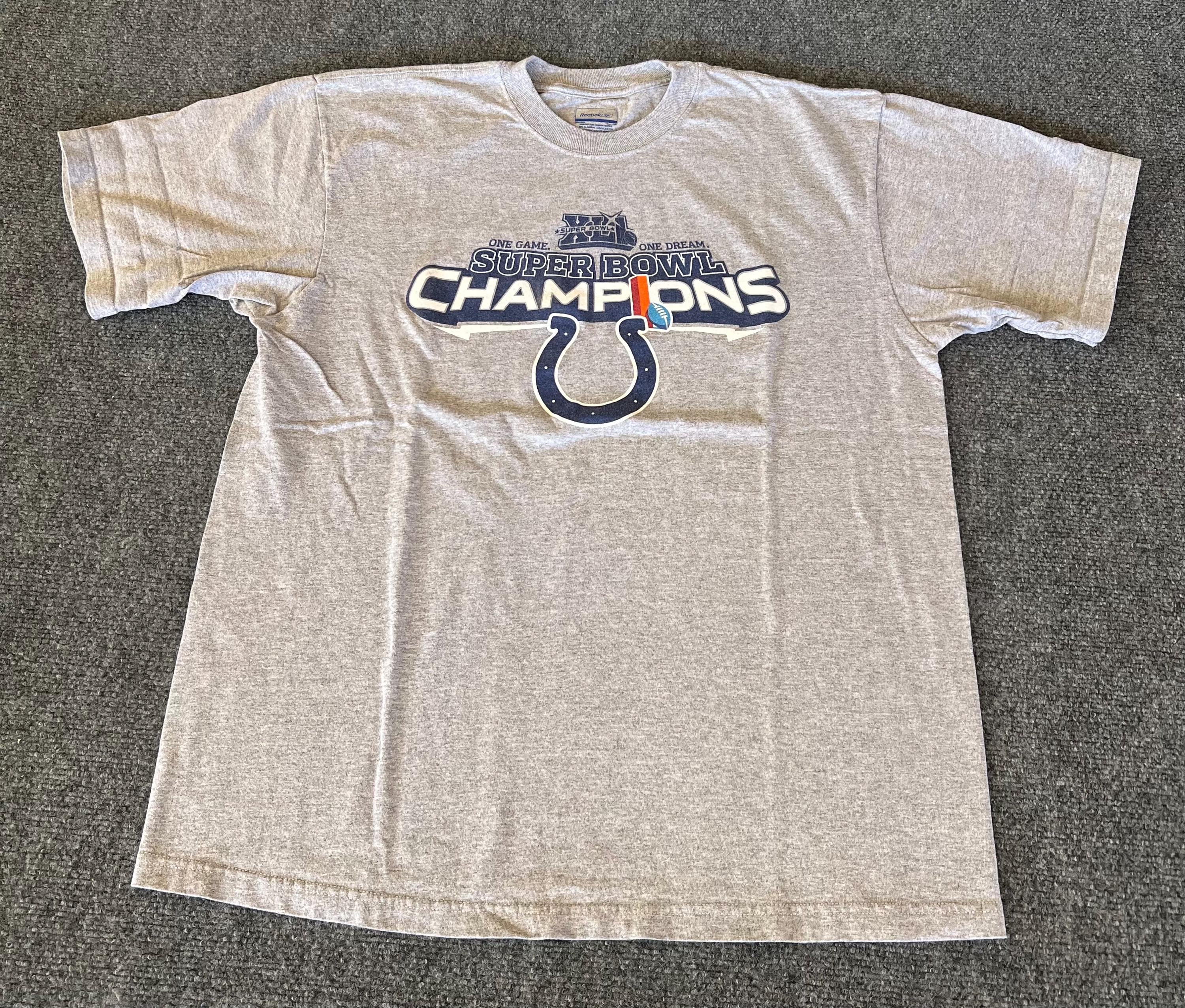 Indianapolis Colts T Shirt Super Bowl XLI Champions Gray Horseshoe