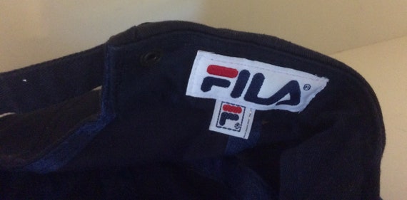 Fila Vintage 90s Strapback Hat Offset “F” Logo Bl… - image 7