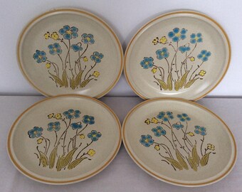 Hearthside Garden Festival Mid Century Japan Stoneware Dinner Plates (4) 10.5"