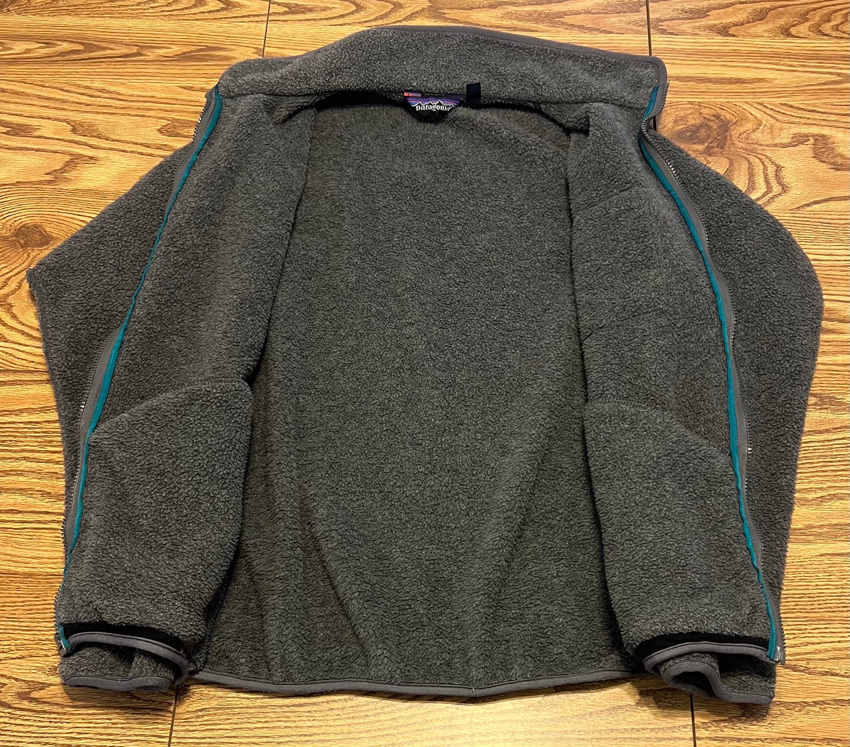 Patagonia Mens L VTG 90s Synchilla Fleece Jacket Gray Teal