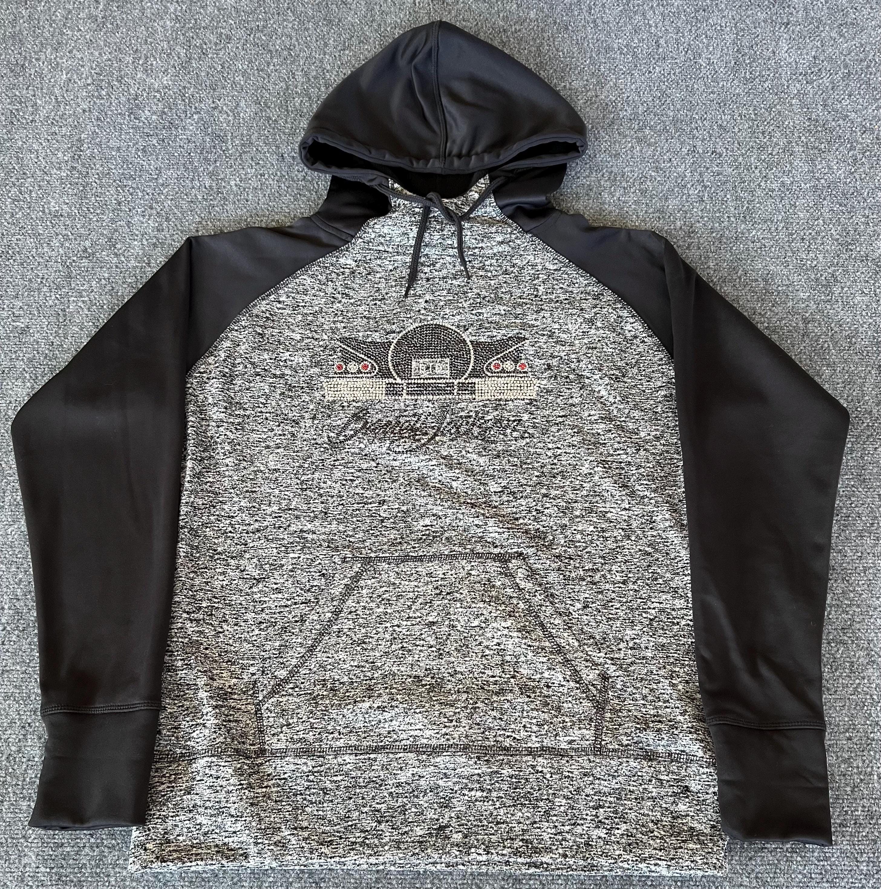 Barrett Jackson Womens L Hoodie Black Gray Bedazzled Logo Pullover
