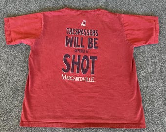 Margaritaville VTG T Shirt Red Las Vegas “ Offered A Shot” Short Sleeve Mens XL